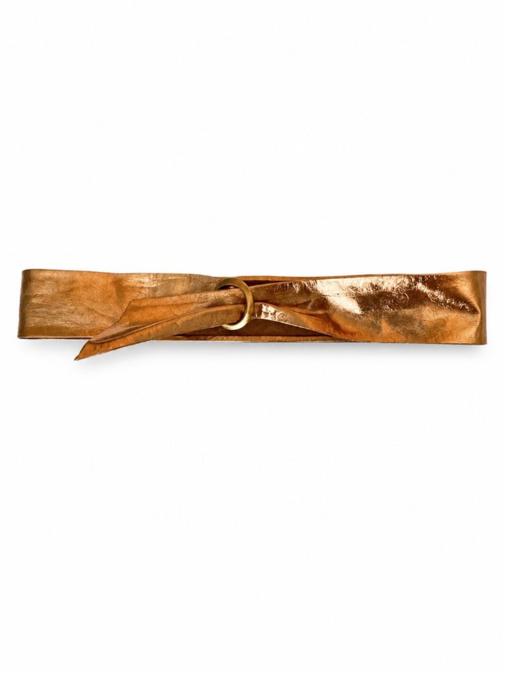 Vintage Emmanuel Bronze Gold Metallic Leather Wide Waist Belt